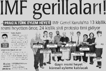 IMF Gerillalar! - Milliyet gazetesi maneti
